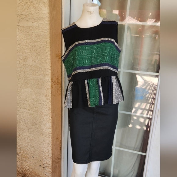 Corey Lynn Calter Anthropologie Striped  Peplum‎ Tunic Top Blouse Shirt - Picture 2 of 7